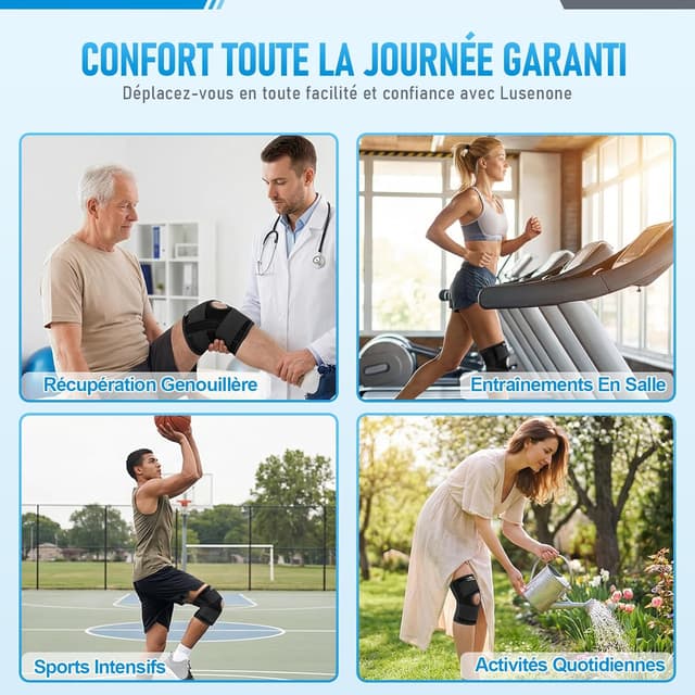 Thumbnail 6 de Lusenone genouillère sport réglable avec stabilisateurs latéraux (femme & homme) pour arthrose et ménisque