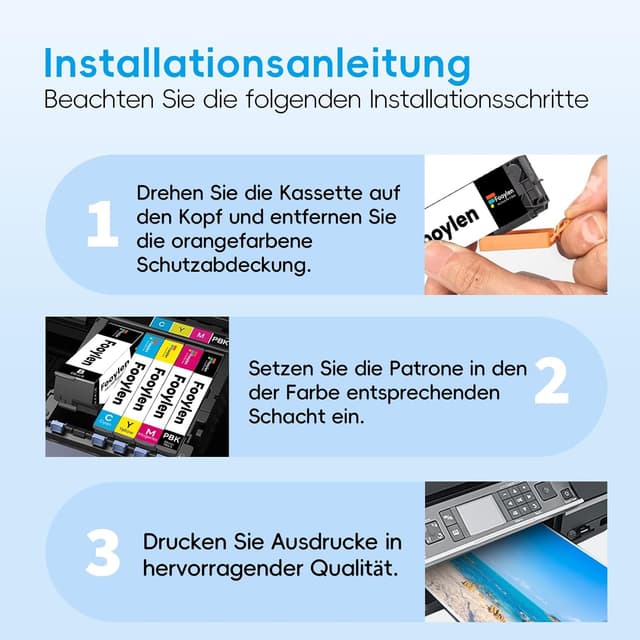 Detalle 2 de Fooylen 202 XL Druckerpatronen kompatibel mit Epson 202XL – 5er-Set für XP-6000/6100/6105 & mehr