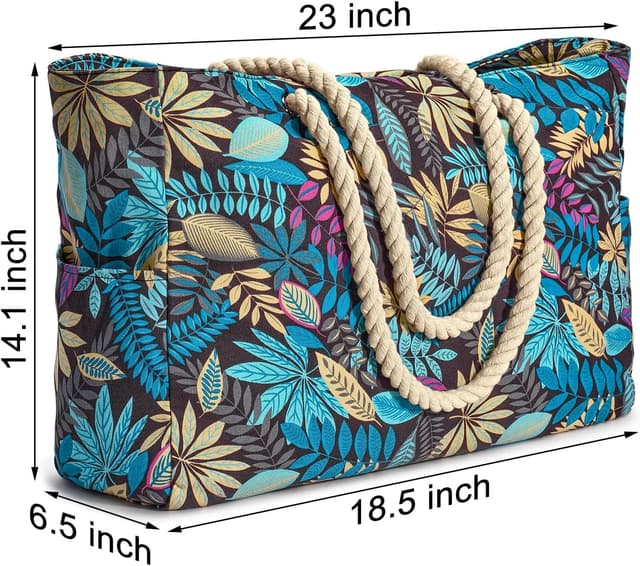 Detalle 2 de Oscaurt Strandtasche XXL (Badetasche/Familie) wasserdicht mit Reißverschluss – faltbare Tote Bag