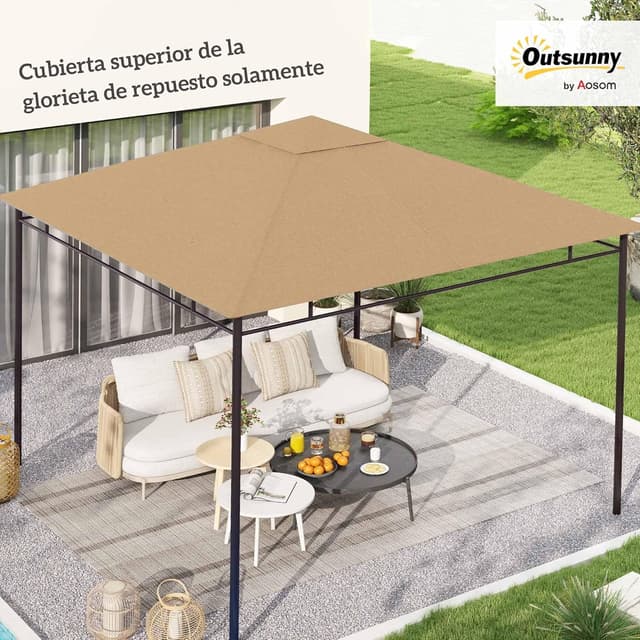 Detalle 2 de Outsunny techo de repuesto 300x300 cm cenador beige