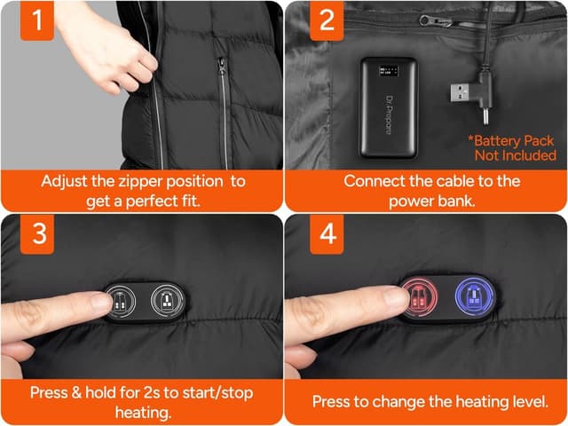 Thumbnail 6 de DR.PREPARE Heated Gilet Unisex heated vest with 3 levels