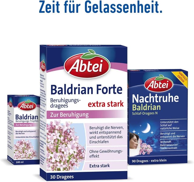 Detalle 2 de Abtei Baldrian Forte Baldriantabletten zur Beruhigung bei Schlaf- und Einschlafstörungen (30 Dragees)