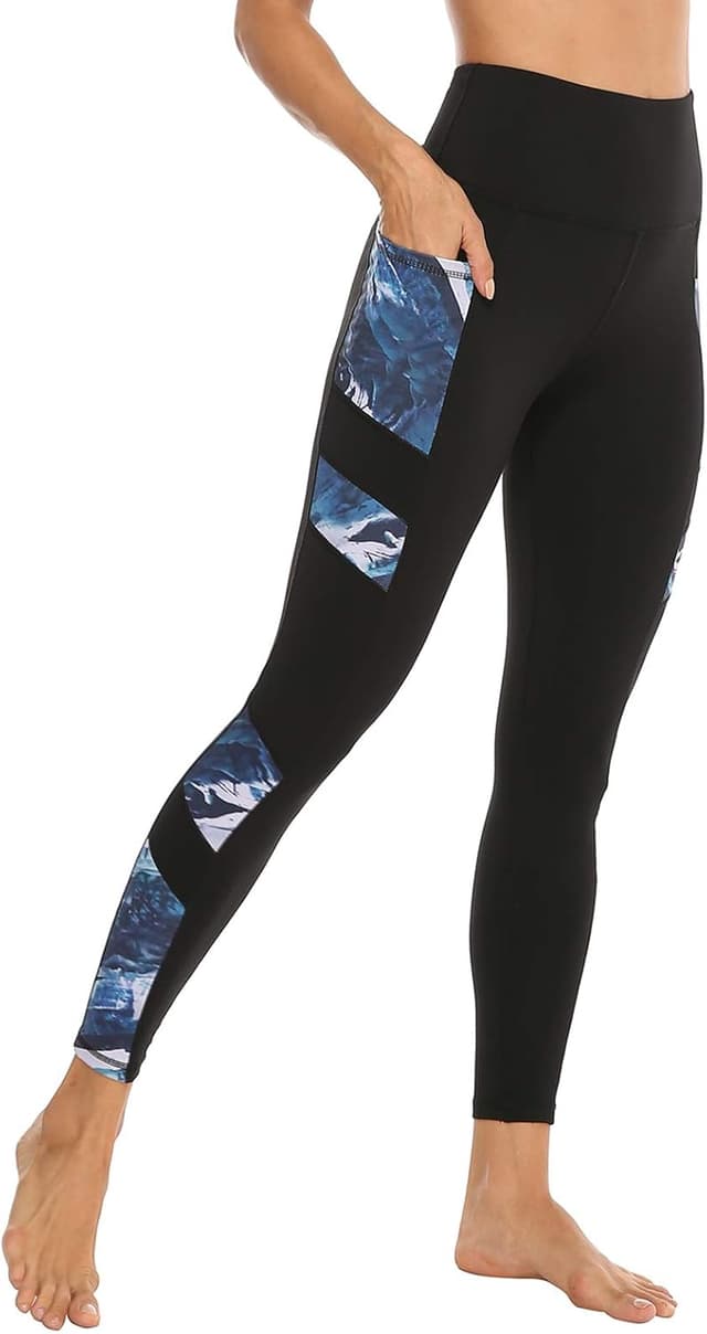 Detalle de JOYSPELS Women’s High Waisted Gym Leggings with Full-Colour Printed Pattern and Pockets