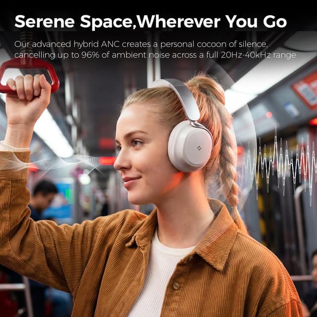 Detalle de Havit SPACE NC01H Hybrid Active Noise Cancelling Over-Ear Bluetooth Headphones (NC01H)