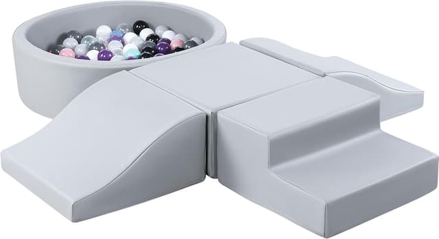 Detalle de JungleDove 5-Piece PU Leather Indoor Soft Play Set with Ball Pool (Grey)