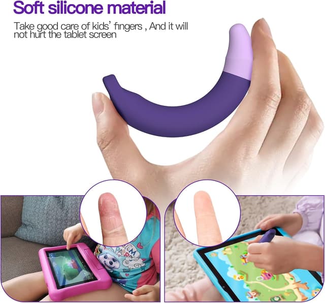 Detalle 2 de Kinderfreundliche kapazitive Stylus-Stifte (2 Stück) in Violett-Blau für Touchscreens – universell, kompatibel mit Kindle, iPad & iPhone