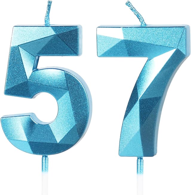 Detalle de Yiran Sky Blue 57th Birthday Candles (Number 57) 3D Cake Topper Decorations