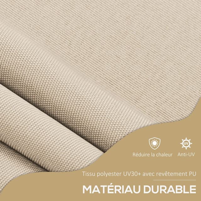 Detalle de Outsunny Store banne autoportant manuel rétractable à inclinaison réglable, sans perçage (polyester sable)