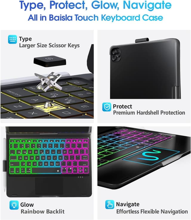 Detalle 2 de Baisla iPad Case with Keyboard 500mAh 🔑