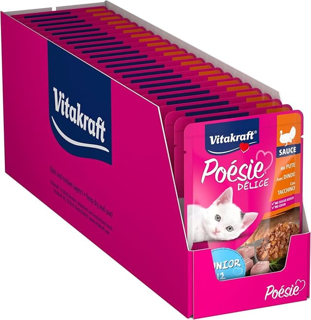Detalle de Vitakraft Poésie Junior Pavo 23 x 85 g comida húmeda para gatos 🐱
