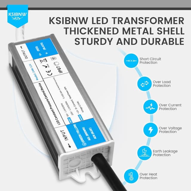 Detalle de KSIBNW Trasformatore LED 12V 12W alimentatore impermeabile IP67 🔌