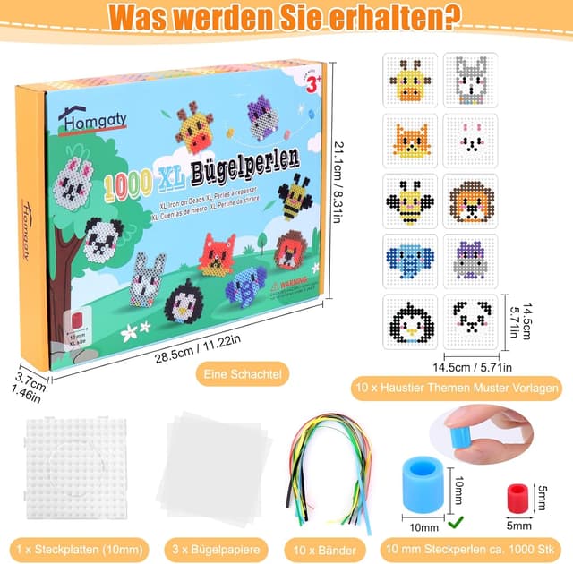 Detalle 2 de Homgaty Große 10mm Bügelperlen Tiere Set