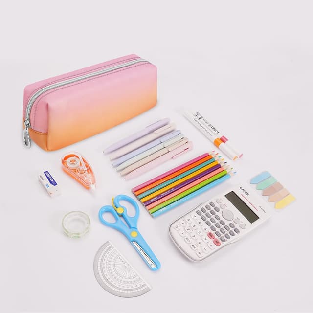 Detalle 2 de FINPAC Trousse scolaire Sunset Ombre : sac à crayons et trousse de maquillage pratique (20,5 x 6 x 8,5 cm)