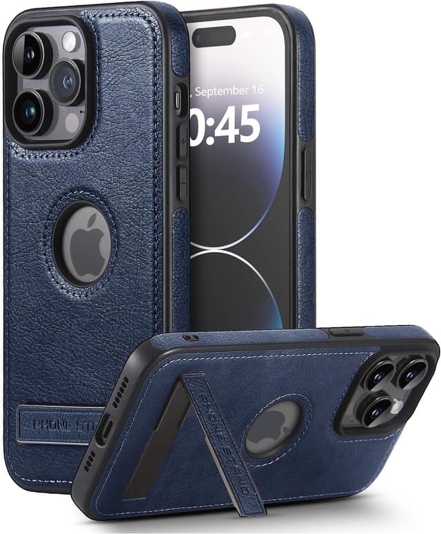 Thumbnail 6 de KSELF Leather Case for iPhone 17 Pro Max (6.9") with Built-in Invisible Kickstand, Slim Protective PU Leather Case — Brown