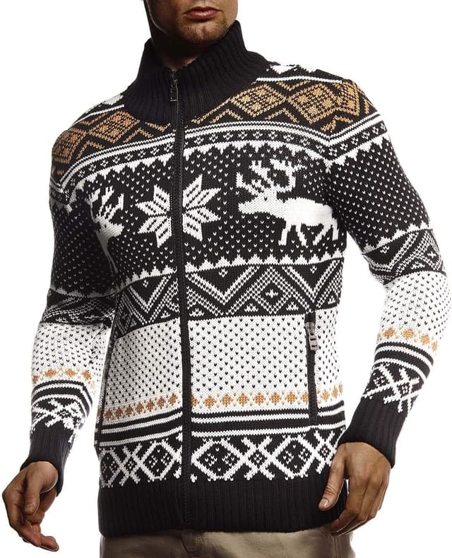 Detalle 2 de Leif Nelson giacca uomo in maglia cardigan con colletto alla coreana #NV N # #NV