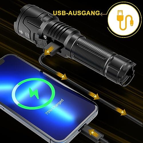 Thumbnail 5 de BEYSTE Linternas LED Alta Potencia, 1,000,000 Lúmenes Linterna Recargable Potente Largo Alcance, Linterna Tactica Policial, XHQ99.2 Flashlight De Alta Luminosidad Para Emergencia Camping Regalo