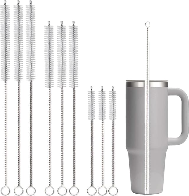 Detalle de CIDIYAUST extra long straw cleaner brush set (9-piece) – 8 inch, 12 inch and 14 inch reusable brushes