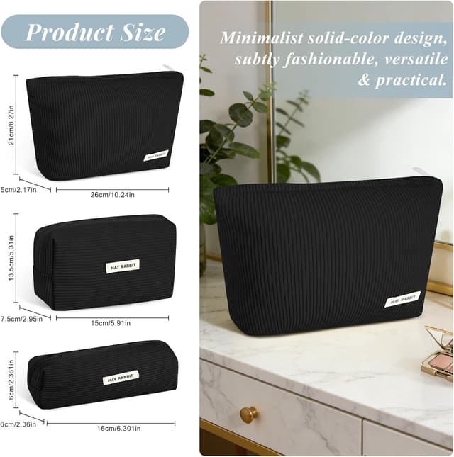 Detalle de Aucuu corduroy cosmetic bag set