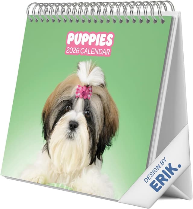 Detalle de Grupo Erik Calendario sobremesa 2026 Perros 19,5×16,5 cm 🗓