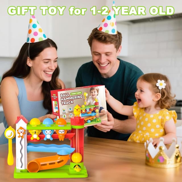 Thumbnail 6 de Ussybaby Toddler Musical Ball Drop & Pound Toy (Forest Theme) for Ages 12–18 Months+ (Green)