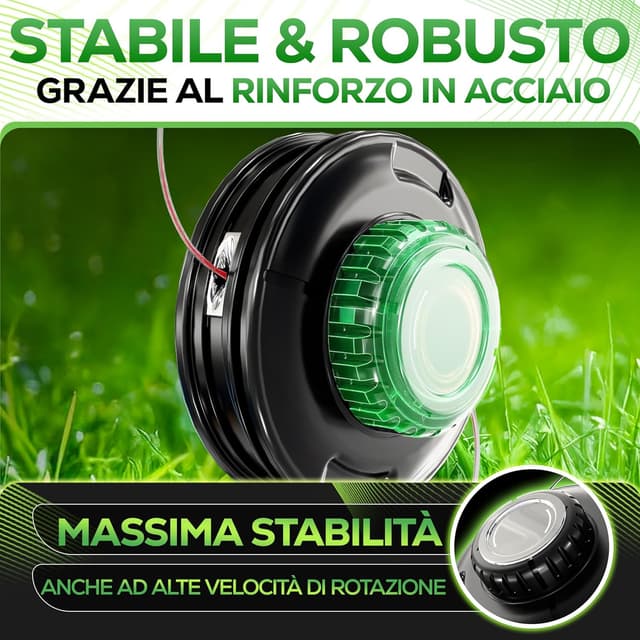 Detalle de Heckenpracht testina di filo per decespugliatore con sistema Tap & Go ed Easyload, bobina con 5 adattatori