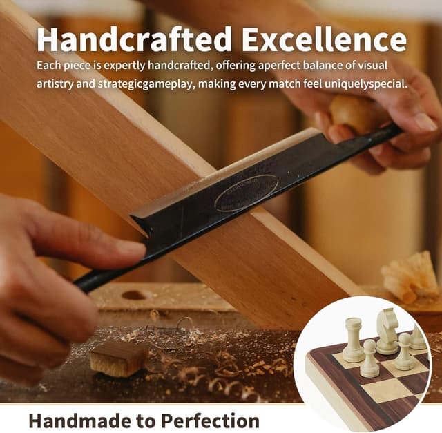 Thumbnail 3 de 38cm Holz Klapp-Schach- und Dame-Set