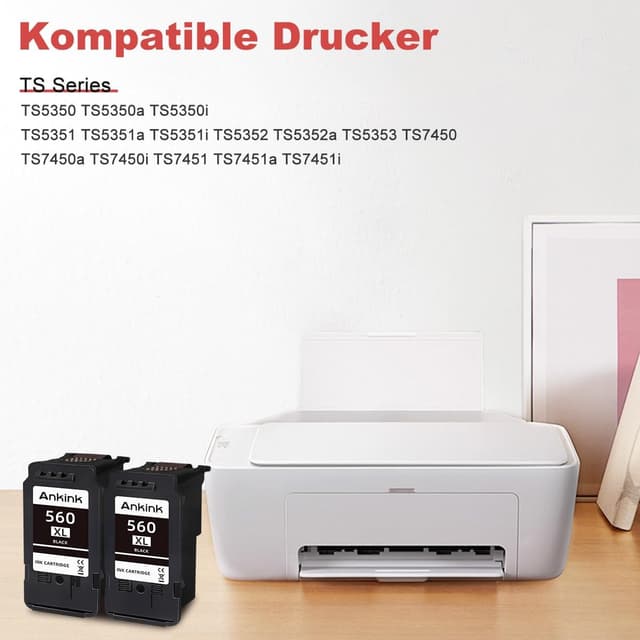 Detalle 2 de ANKINK kompatible Tintenpatronen 560 XL schwarz (2er-Pack) für Canon TS-Serie