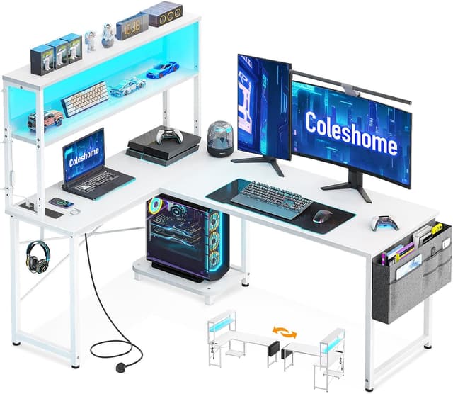 Detalle de Coleshome L shaped gaming desk 135 x 100 cm