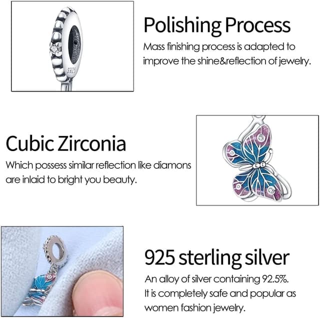 Detalle de CQWVB Charm Anhänger aus 925 Sterling Silber für Armband & Halskette (passend für europäische Armbänder)