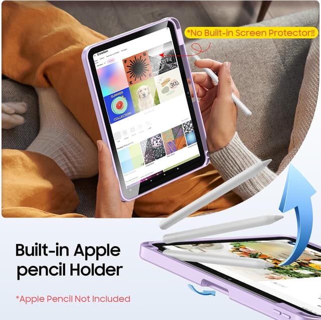 Detalle 1 de FINTIE coque pour iPad A16 11e génération (2025) et iPad 10e génération 10,9" 2022, avec béquille multi-positions et rangement pour stylet – violet