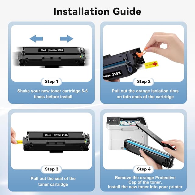 Thumbnail 6 de 218X Toner Cartridges 4-Pack (Black, Cyan, Yellow, Magenta) Compatible for HP 218A/218X for Color LaserJet Pro 3201dw & 3301 Series
