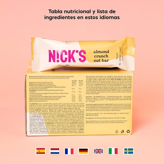 Thumbnail 6 de NICKS bar de almendras keto 12x40g