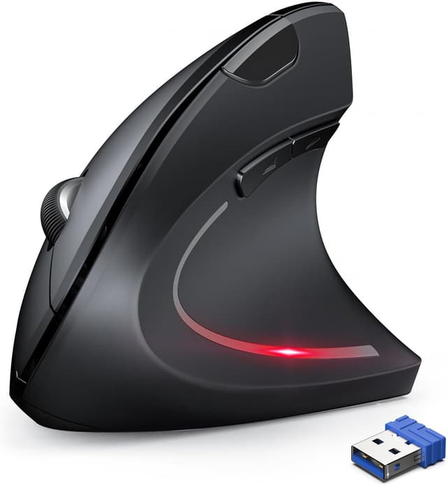 Detalle de TechRise Ergonomic Vertical Mouse (4800 DPI) – Wireless 2.4G Silent Click Ergonomic Mouse for PC/Laptop/Mac, Black