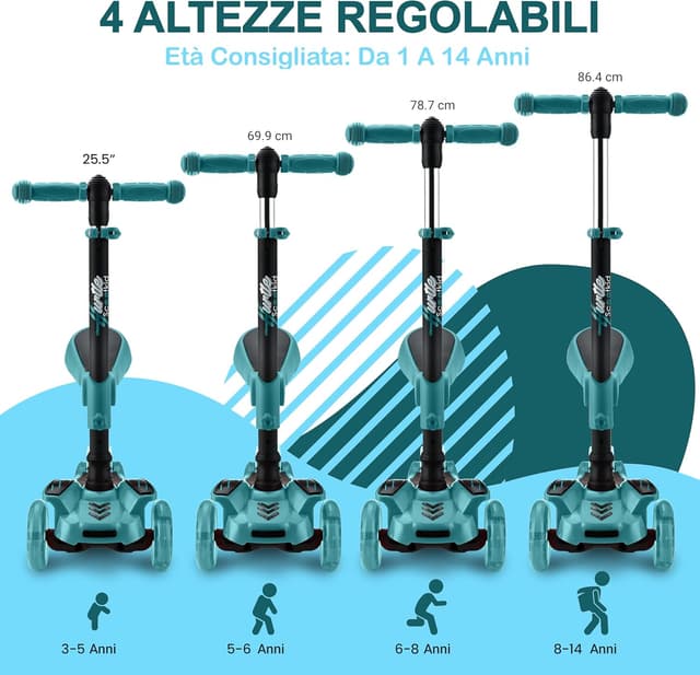 Thumbnail 4 de Hurtle Monopattino Bambino 3 ruote regolabile 65–86 cm