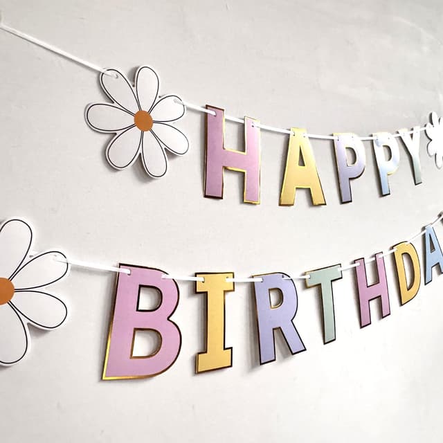 Thumbnail 5 de Fvumhlaoog Happy Birthday Banner pastel daisy party 🎉