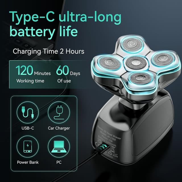 Thumbnail 4 de kensen Rasoio Testa Calva 5D impermeabile 0 mm Wet & Dry