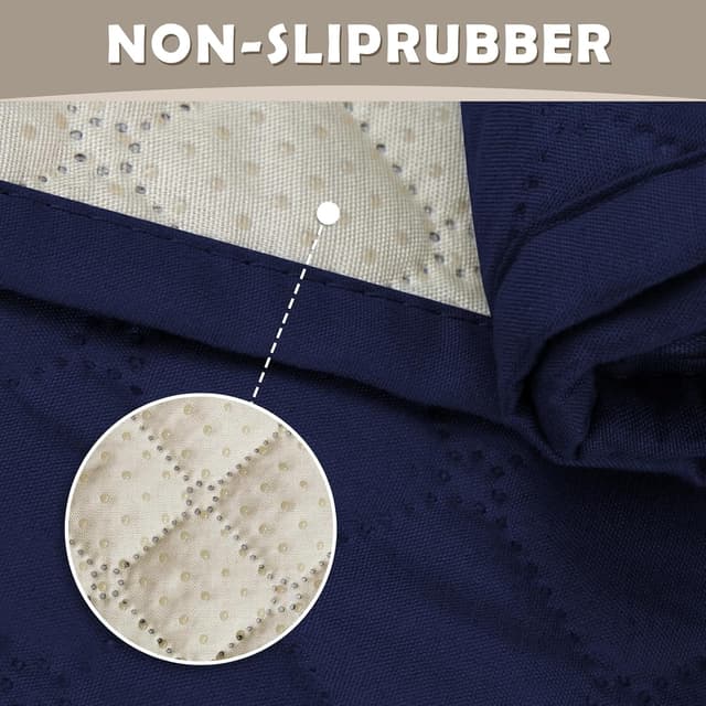 Detalle de Lydevo Copridivano impermeabile 4 posti con braccioli, blu marino, antiscivolo e antigraffio