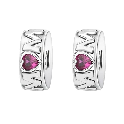 Detalle de Amuefer 2 piezas mom clips charms en plata de ley 925 con circonita cúbica