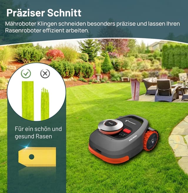 Detalle de HAUSPROFI 30x Titan-Ersatzklingen für Segway Navimow i105e & H-Serie (kompatibel mit i/H/X Modellen) – DIN EN 50636-2-107 geprüft