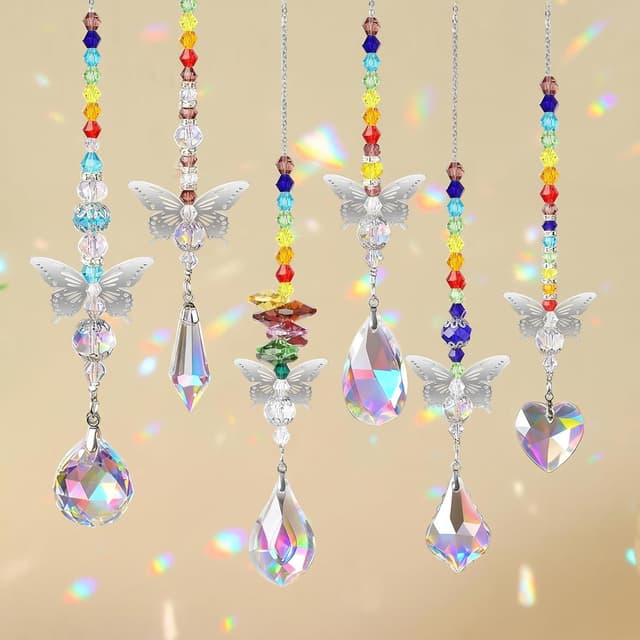 Detalle de EEEKit 6PCS Butterfly Crystal Sun Catchers (crystal prism rainbow window ornaments)