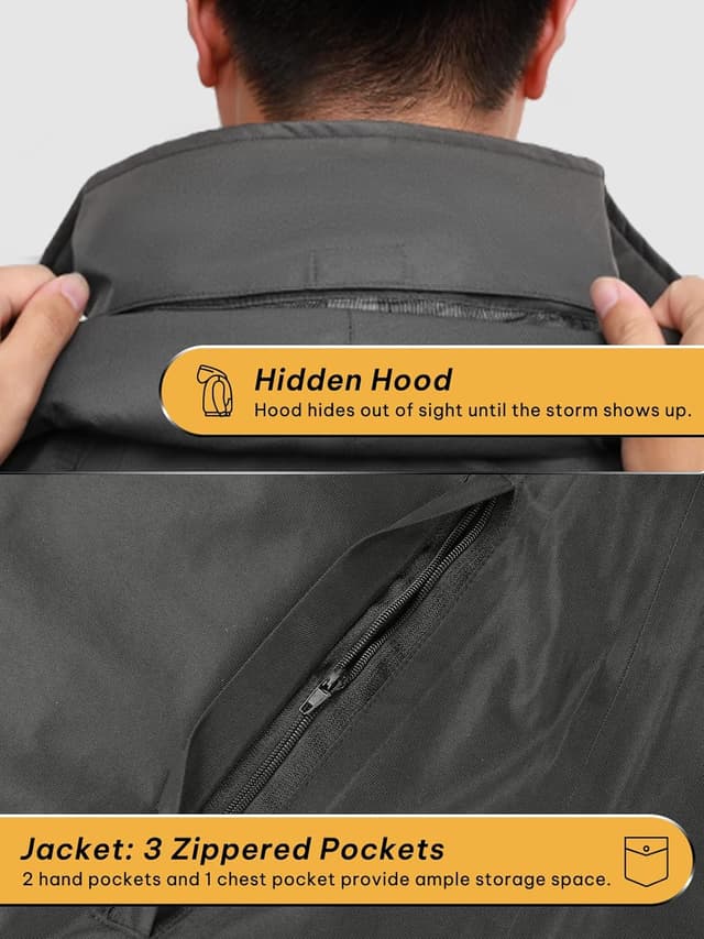 Detalle 2 de SaphiRose Men's Waterproof Rain Suit 2pc Packable ⛱