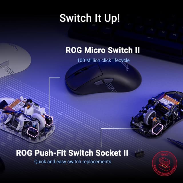 Thumbnail 3 de ASUS ROG Keris II Origin 65g Wireless Mouse