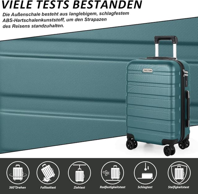 Detalle de TANTOMI Handgepäck Koffer 20 Zoll Hartschale mit 4 Rollen und Zahlenschloss (Helles Dunkelgrün, 41L)