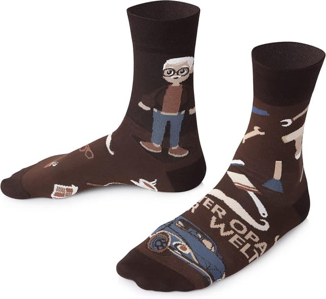 Detalle de TODO Colours Lustige Socken mit Motiv „Bester Opa“ – mehrfarbig, 80 % Baumwolle