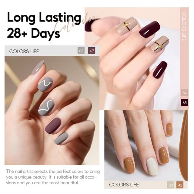 Detalle de Peacecolor UV-Nagellack-Set mit 55 Farben (60-teilig) inkl. Base- und Top-Coats für Gelnägel-Starter