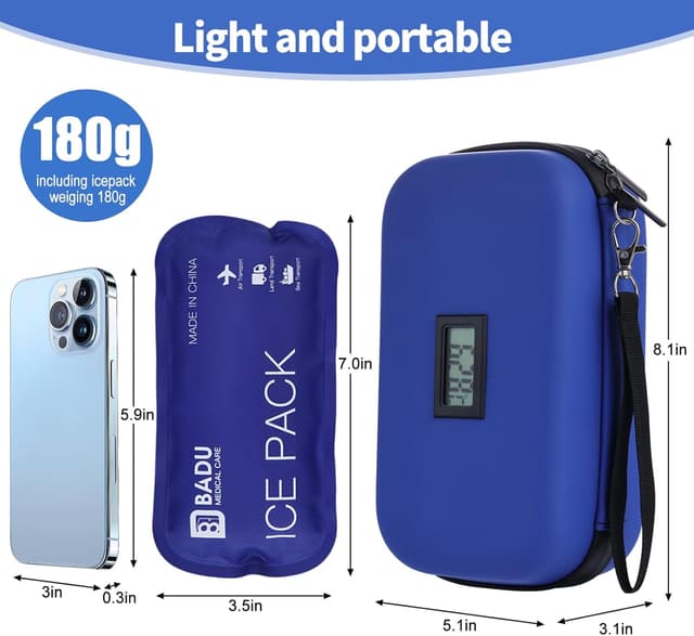 Detalle 2 de HIMDUZE Insulin Cooler Travel Case (TSA approved) with thermometer and 2 reusable ice packs