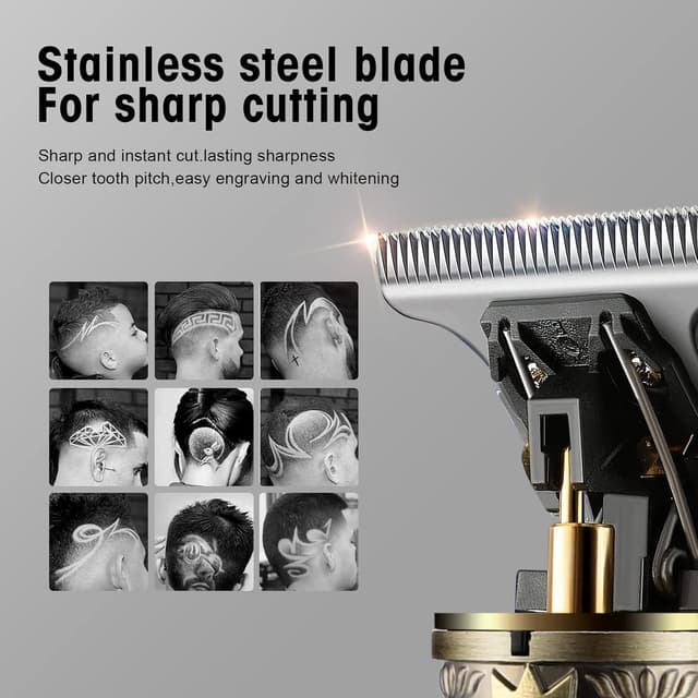 Detalle de Suttik cordless professional men’s hair clipper & trimmer kit with charging dock, LED display and guide combs