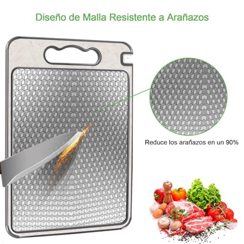 Detalle de Tabla de Cortar Dictien de acero inoxidable doble cara (36 x 25 cm), sin BPA