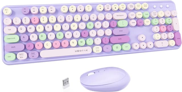Detalle de UBOTIE Colorful Wireless Keyboard Mouse Combo