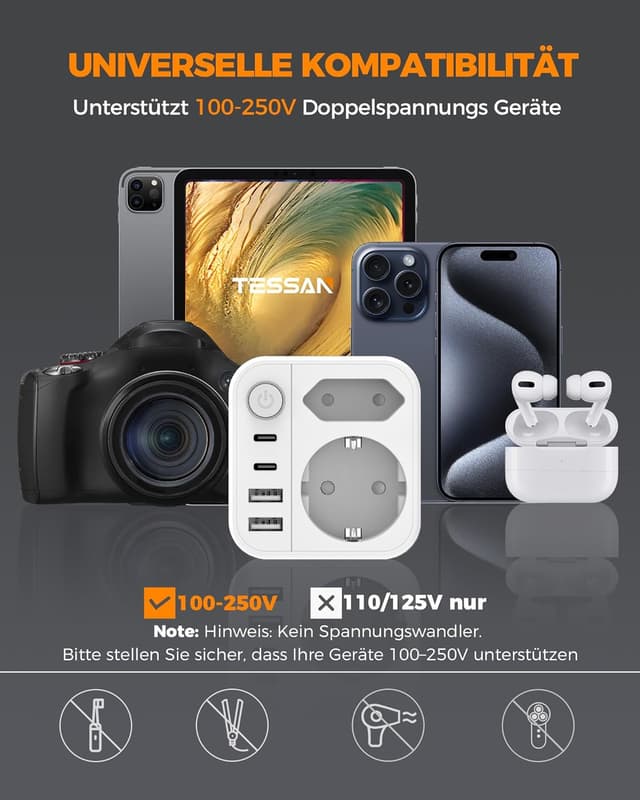 Thumbnail 6 de TESSAN Reiseadapter USA EU 6-in-1